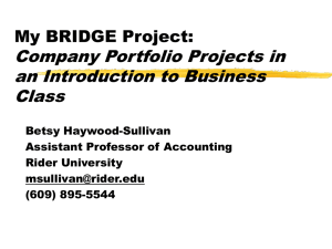 Company Portfolio Projects in an Introduction to Business Class My BRIDGE Project: