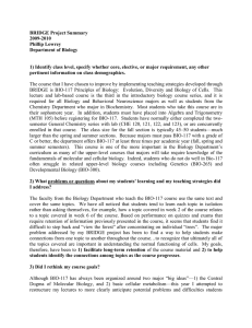 BRIDGE Project Summary 2009-2010 Phillip Lowrey Department of Biology