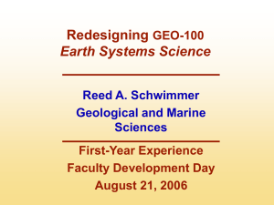 Redesigning Earth Systems Science Reed A. Schwimmer Geological and Marine
