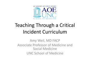 Teaching Through a Critical Incident Curriculum Amy Weil, MD FACP
