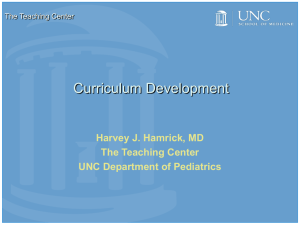Curriculum Development Harvey J. Hamrick, MD The Teaching Center UNC Department of Pediatrics