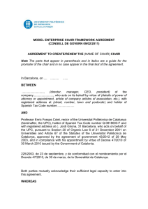 MODEL ENTERPRISE CHAIR FRAMEWORK AGREEMENT (CONSELL DE GOVERN 09/02/2011)