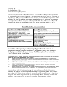 Sociology 101  Dr. Gianna Durso-Finley Information Literacy Assignment