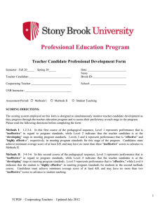 Professional Education Program  Teacher Candidate Professional Development Form