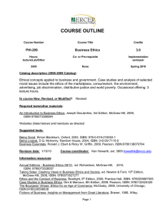 COURSE OUTLINE  PHI-209 Business Ethics