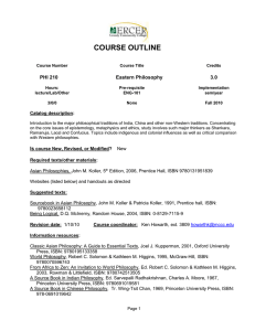 COURSE OUTLINE  PHI 210 Eastern Philosophy