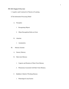 1 I. Cognitive and Constructivist Theories of Learning II.The Information-Processing Model