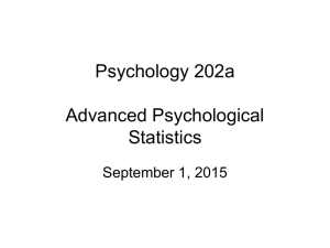 Psychology 202a Advanced Psychological Statistics September 1, 2015