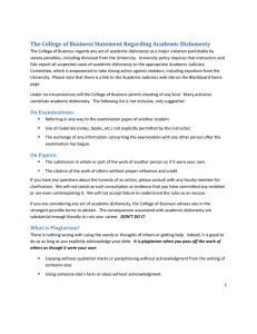 The College of Business Statement Regarding Academic Dishonesty