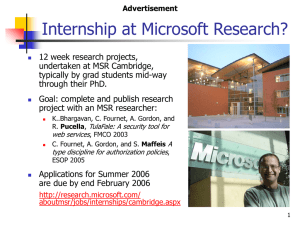 Internship at Microsoft Research?