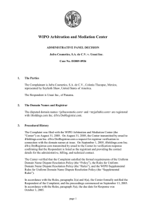 WIPO Arbitration and Mediation Center