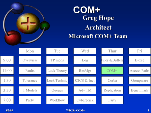 COM+ Greg Hope Architect Microsoft COM+ Team