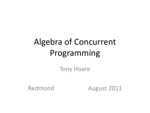 Algebra of Concurrent Programming Tony Hoare Redmond