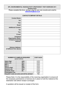 NPL ENVIRONMENTAL RADIOACTIVITY PROFICIENCY TEST EXERCISE 2011 Enquiry Form
