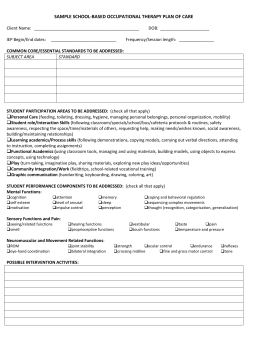 OCCUPATIONAL THERAPY PLAN OF TREATMENT