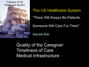 Quality of the Caregiver Timeliness of Care Medical Infrastructure The US Healthcare System