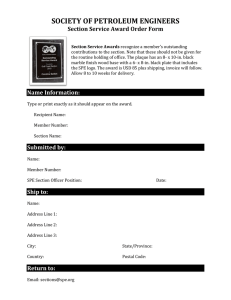 SOCIETY OF PETROLEUM ENGINEERS Section Service Award Order Form