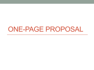 ONE-PAGE PROPOSAL