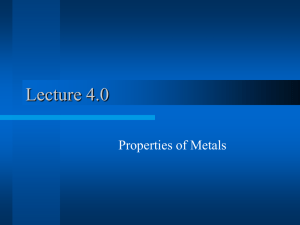 Lecture 4.0 Properties of Metals