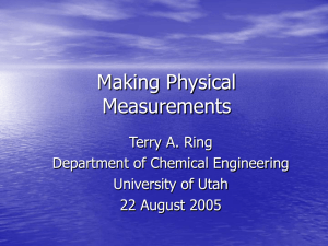 Making Physical Measurements Terry A. Ring Department of Chemical Engineering