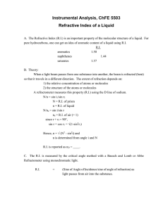 Instrumental Analysis, ChFE 5503  Refractive Index of a Liquid