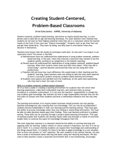 Creating Student-Centered, Problem-Based Classrooms