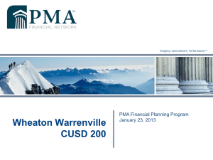 Wheaton Warrenville CUSD 200 PMA Financial Planning Program January 23, 2013