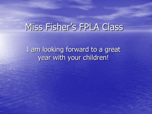 Miss Fisher’s FPLA Class I am looking forward to a great