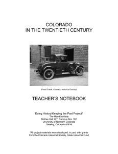COLORADO IN THE TWENTIETH CENTURY TEACHER’S NOTEBOOK