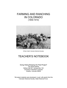 FARMING AND RANCHING IN COLORADO TEACHER’S NOTEBOOK (1859-1910)
