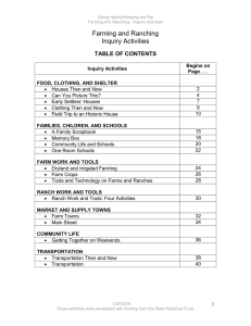Farming and Ranching Inquiry Activities TABLE OF CONTENTS