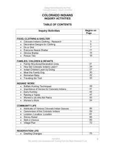 COLORADO INDIANS INQUIRY ACTIVITIES  TABLE OF CONTENTS