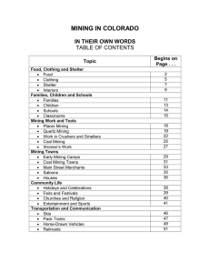 MINING IN COLORADO  IN THEIR OWN WORDS TABLE OF CONTENTS