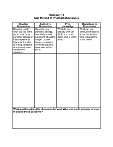 Handout 1-1 One Method of Photograph Analysis