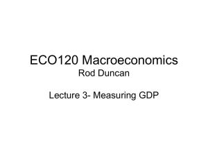 ECO120 Macroeconomics Rod Duncan Lecture 3- Measuring GDP