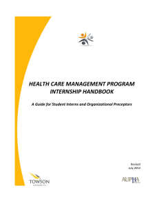 HEALTH CARE MANAGEMENT PROGRAM INTERNSHIP HANDBOOK