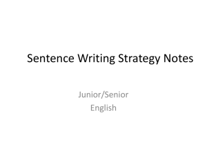 Sentence Writing Strategy Notes Junior/Senior English