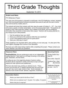 Third Grade Thoughts September 19, 2014 Grade Level News