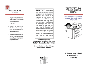 WHAT EVERY ELL PARENT SHOULD START BY: KNOW: