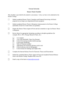 Towson University  Honors Thesis Checklist does not