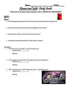 Romeo and Juliet Study Guide  ACT I