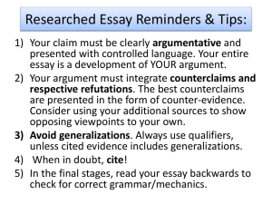 Researched Essay Reminders &amp; Tips: