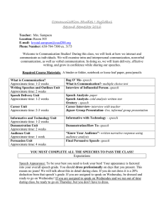 Communication Studies I Syllabus Second Semester 2016