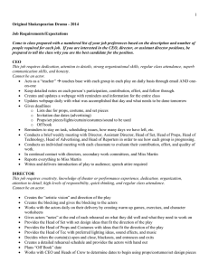 1  Original Shakespearian Drama - 2014 Job Requirements/Expectations