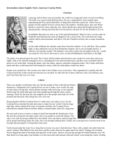 Intermediate Junior English: Native American Creation Myths Cherokee