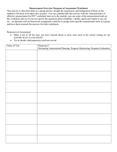 Measurement Overview Purposes of Assessment Worksheet