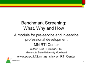 Benchmark Screening: What, Why and How A module for pre-service and in-service