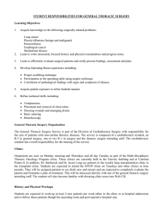 STUDENT RESPONSIBILITIES FOR GENERAL THORACIC SURGERY Learning Objectives