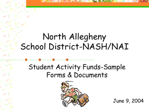 North Allegheny School District-NASH/NAI Student Activity Funds-Sample Forms &amp; Documents