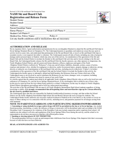 NASH Ski and Board Club Registration and Release Form